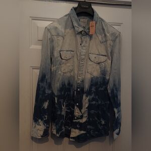 AMERICAN EAGLE OUTFITTERS MEN'S ACID WASH DENIM LONG SLEEVE SHIRT SIZE XXL NWT